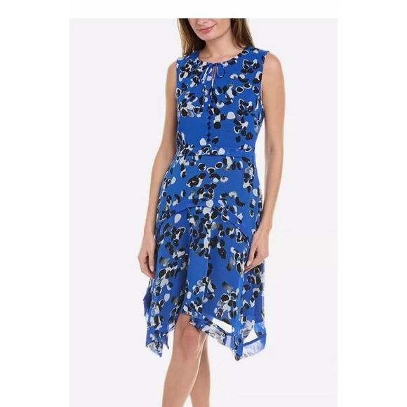 Cabi Untamed Tube Dress Electric Blue Floral Midi Fit&flare Medium Size S - Picture 1 of 13